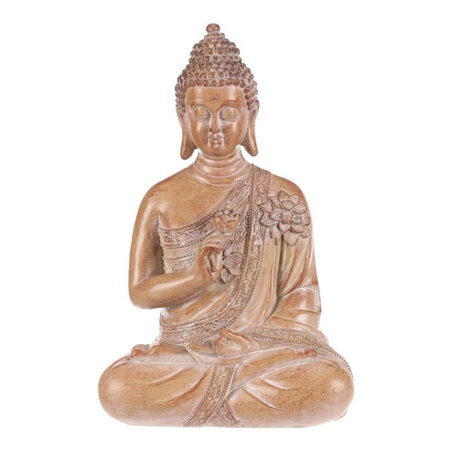 Buddha - polyresinová figúrka, farba sv. hnedá