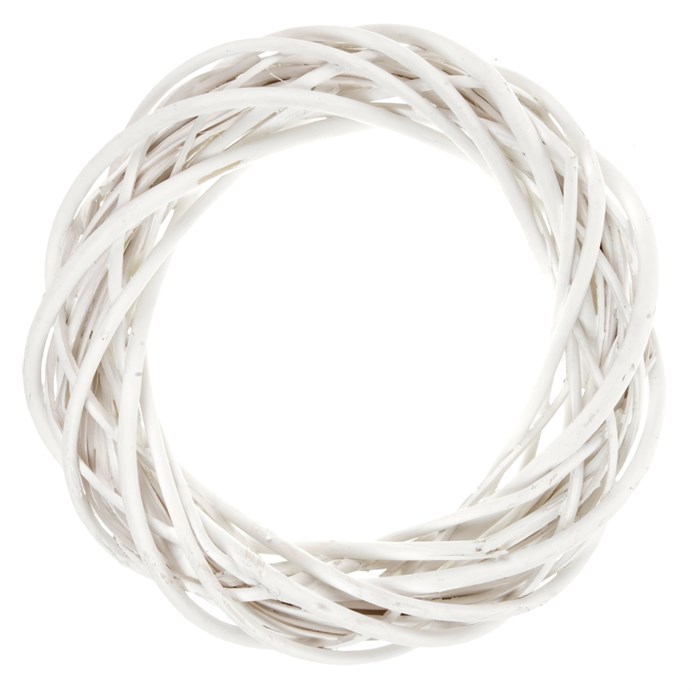 Veniec prútený - pr. 15 cm, biela farba