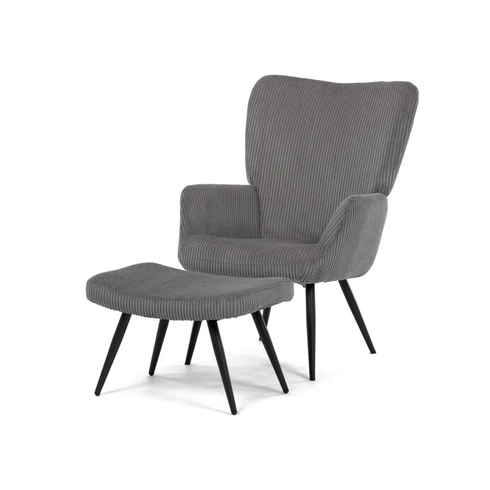 Relaxačné kreslo, sivá, menčestrová látka, AK-L7285 GREY6