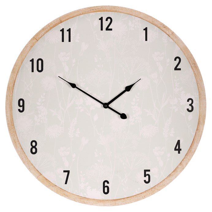 Hodiny nástenné - pr. 58 cm, MDF, jemný kvetinový vzor
