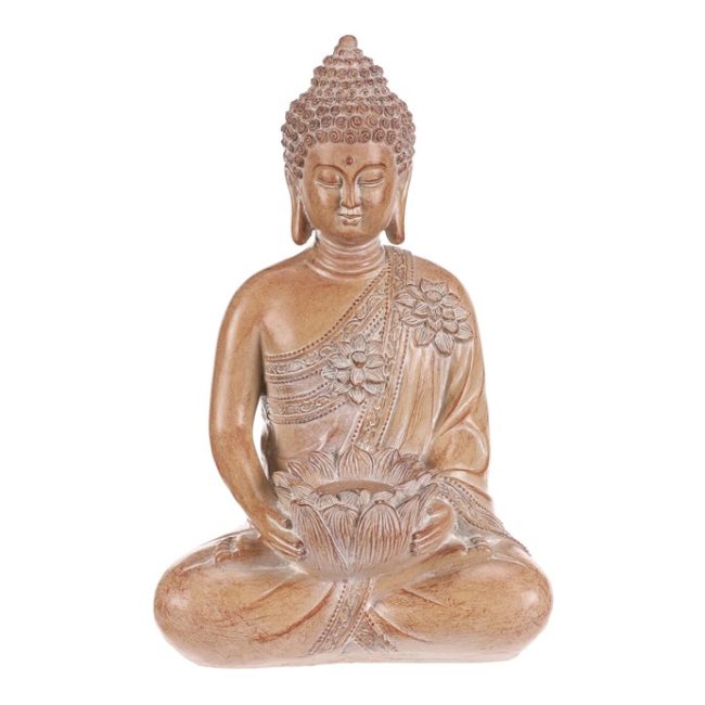 Buddha - polyresin, miesto na čajovú/ LED sviečku, sv. hnedý