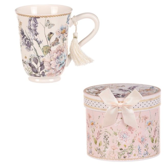 Hrnček v darčekovej krabičke - porcelán, kvetinový motív