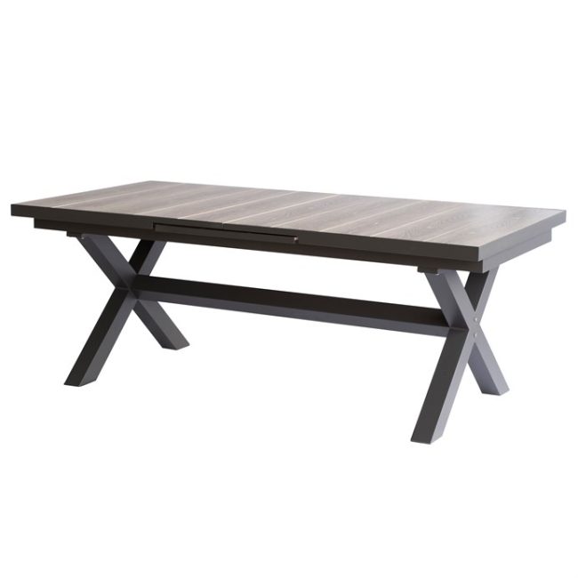 Záhradný stôl rozkladací 200-260x100cm, hliník, spekaná keramika, sivá, AZT-G1920 GREY
