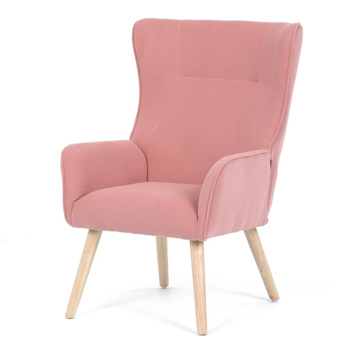 Kreslo ušiak, ružová, menčestrová látka, AK-314 PINK2