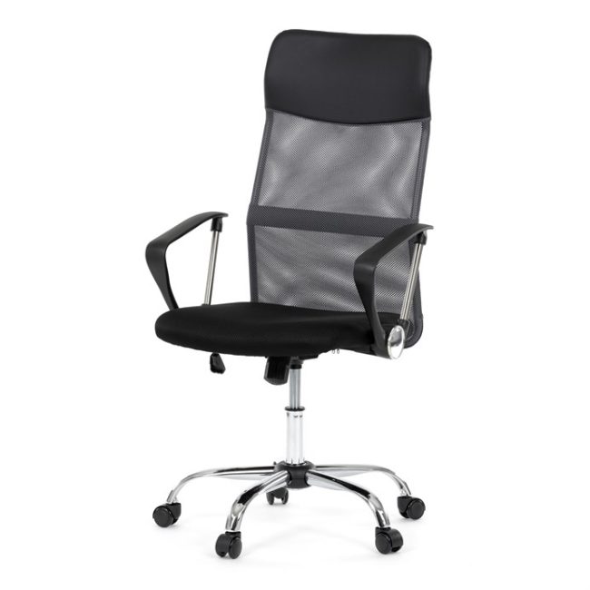 Kancelárska stolička, hojdací mechanizmus, šedá sieťovina, KA-E305 GREY