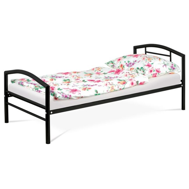 Jednolôžková posteľ 94x207cm, kov, čierna, BED-1900 BK