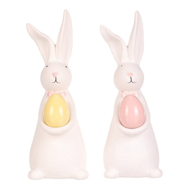 Zajac s vajíčkom - porcelán, väčší, mix 2 druhov, cena za 1 ks