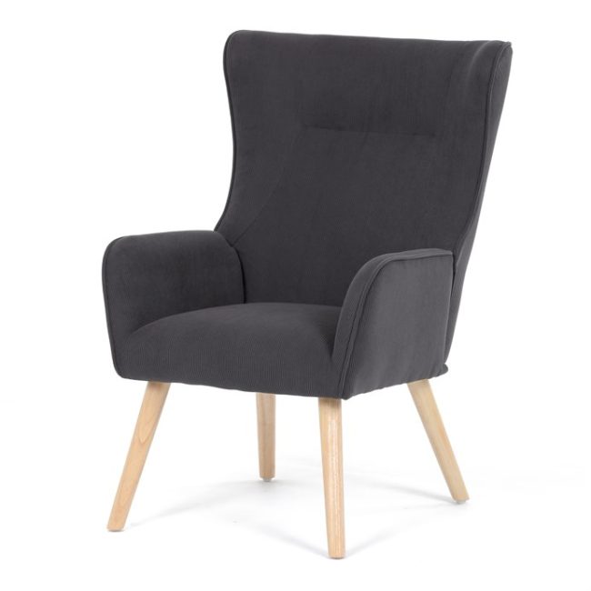 Kreslo ušiak, sivá, menčestrová látka, AK-314 GREY2