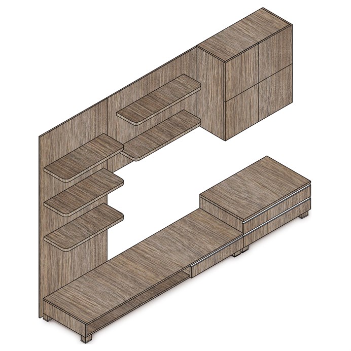 Obývacia stena 300x59x210cm, mdf, hnedá, 9HQ08