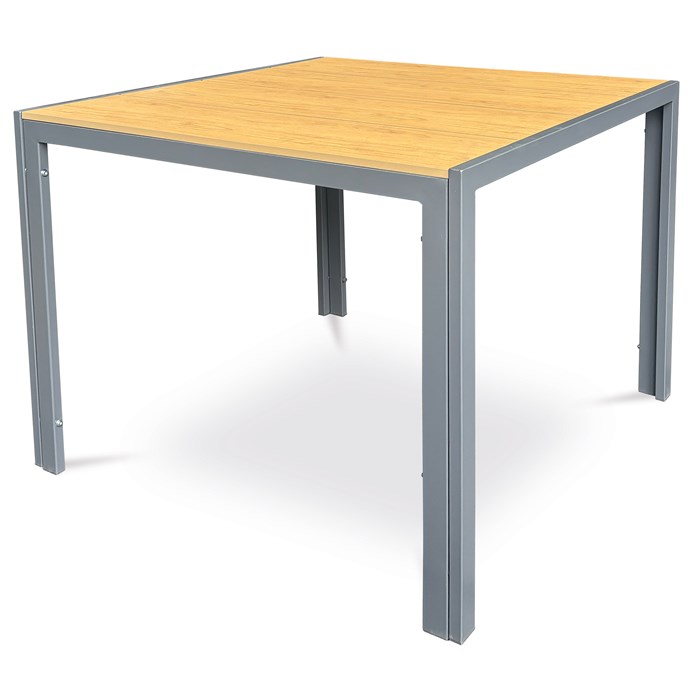 Záhradný stôl 90x90cm, kov, polywood, hnedá, AZT-S1209 OAK