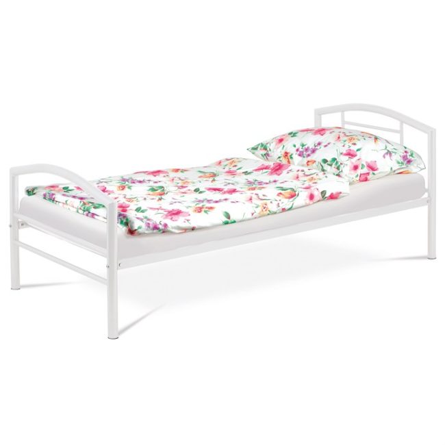 Jednolôžková posteľ 94x207cm, kov, biela, BED-1900 WT