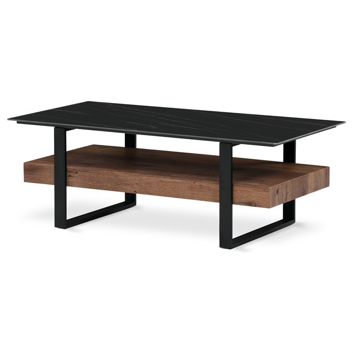 Konferenčný stolík 120x60cm, spekaná keramika, mramor, AHG-286 BK