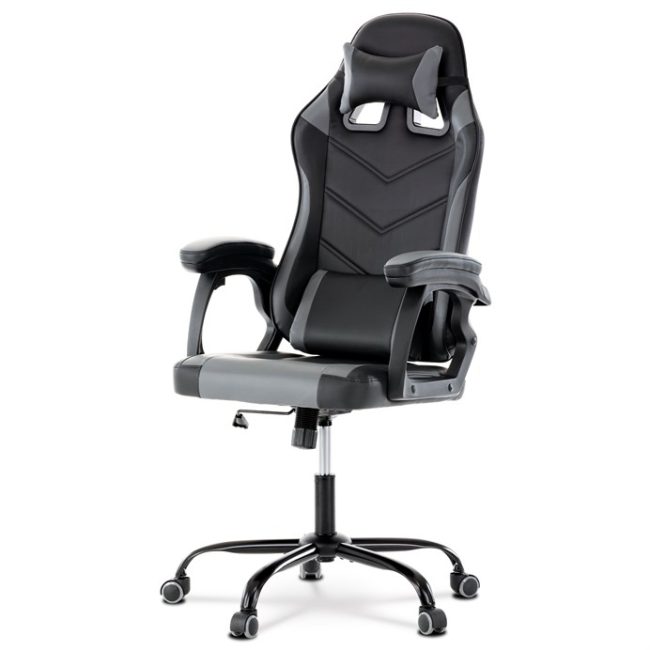 Herné kreslo, hojdací mechanizmus, sivá ekokoža, KA-L626 GREY