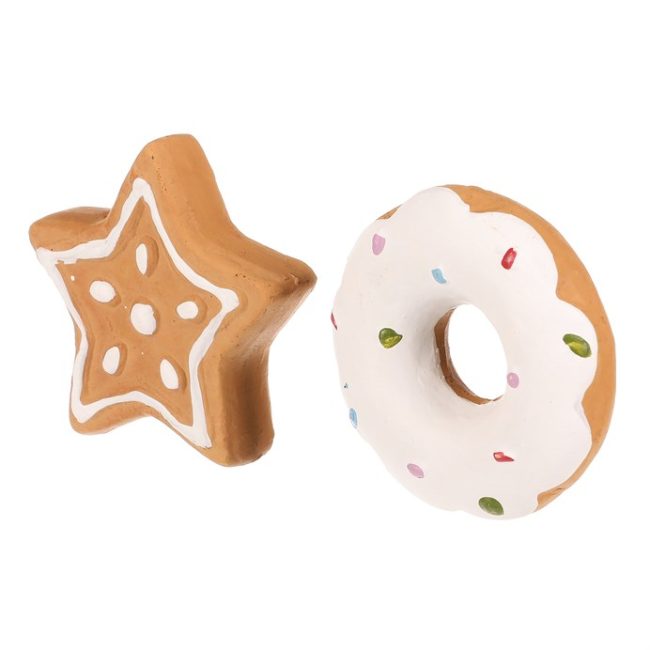 Hviezda a donut - ozdoby z terakoty, imitácia perníka, cena za 1 ks