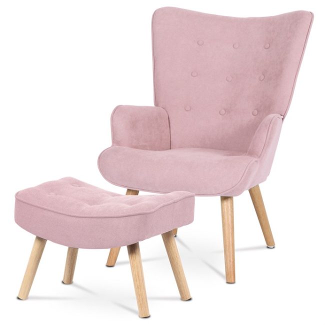 Kreslo ušiak, ružová látka, AK-302 PINK2