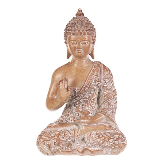 Buddha - polyresinová figúrka, farba sv. hnedá