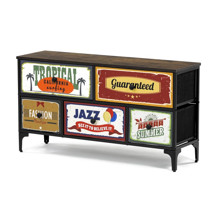 Komoda 103x30x56cm, mdf, viacfarebná, AUK-W2103 BK