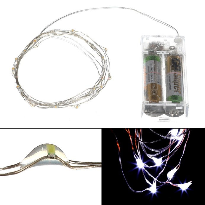Reťaz s LED svetielkami - časovač, studená biela farba, 4 m/40 LED