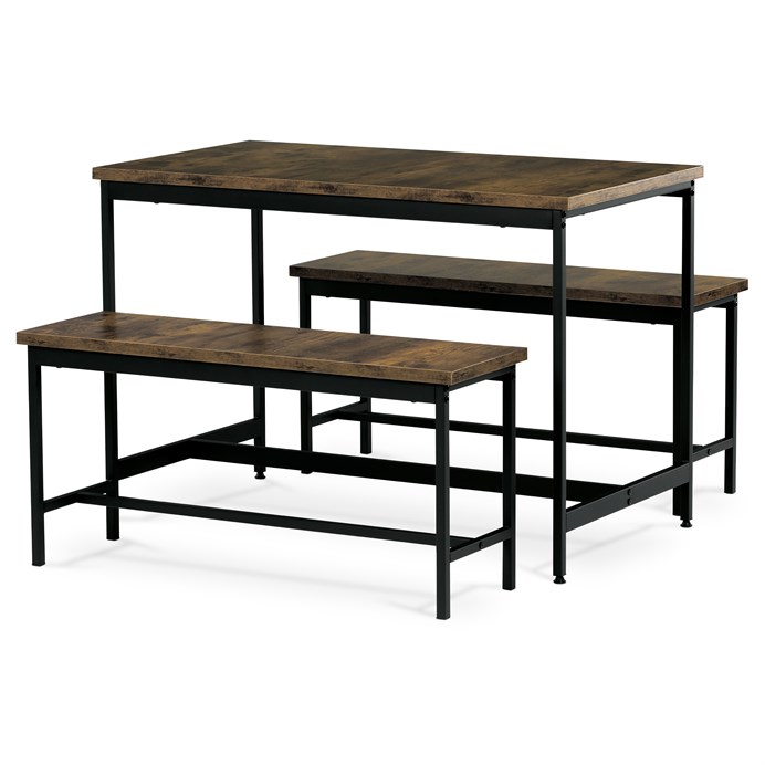 Jedálenský set s 2 lavicemi, 110x60x75cm, mdf, staré drevo, AUT-G1175 OLW