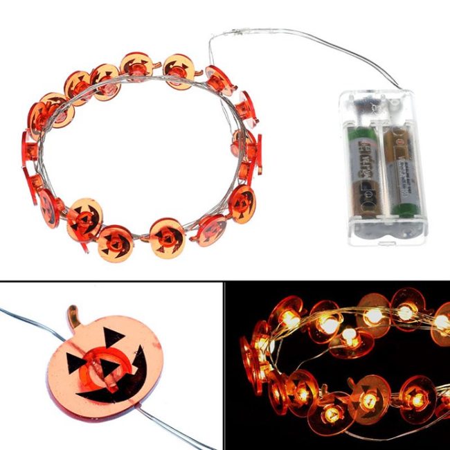 Reťaz s LED svetielkami - halloween, farba teplá biela