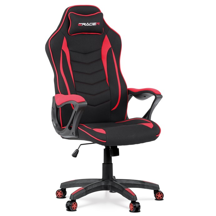 Herné kreslo, hojdací mechanizmus, čierna látka, KA-G408 RED