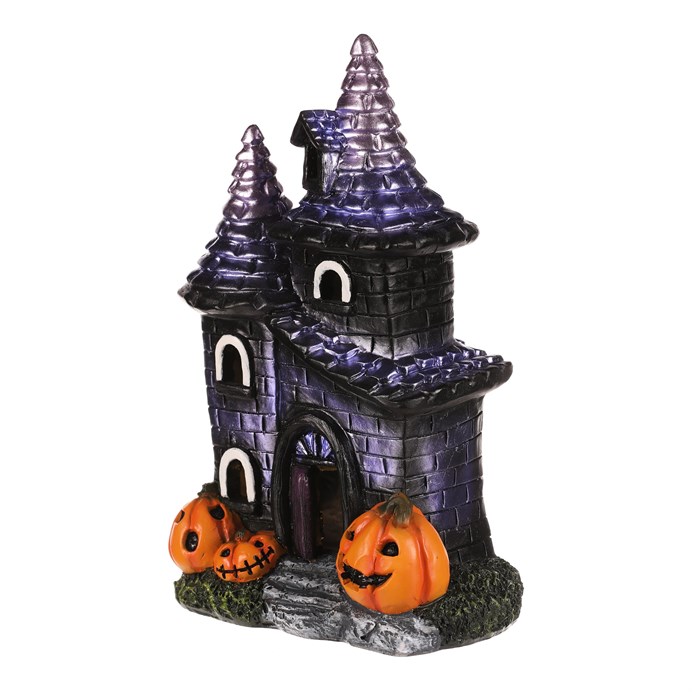 Dom z magnézia - Halloween, LED osvetl., čierny s tekvicami