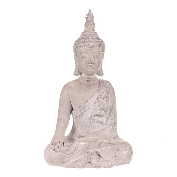 Buddha - soška z polyresinu, farba šedá