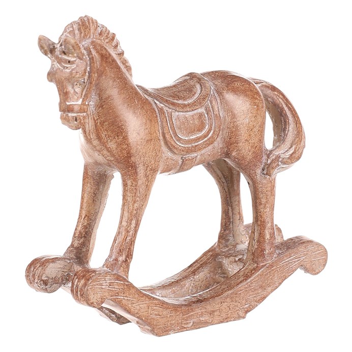 Koník hojdací - 10 cm, polyresin, imitácia dreva