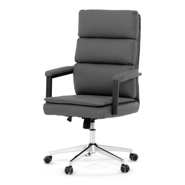 Kancelárske kreslo, hojdací mechanizmus, šedá ekokoža, KA-D8104 GREY