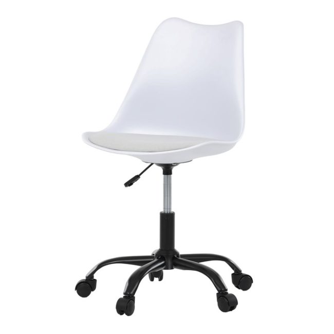 Pracovná stolička, výškovo nastaviteľná, biela plast, KA-X7055 WT