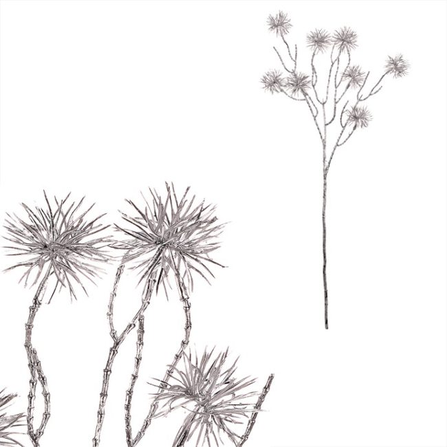 Bodliak - umelá vetva, farba strieborná