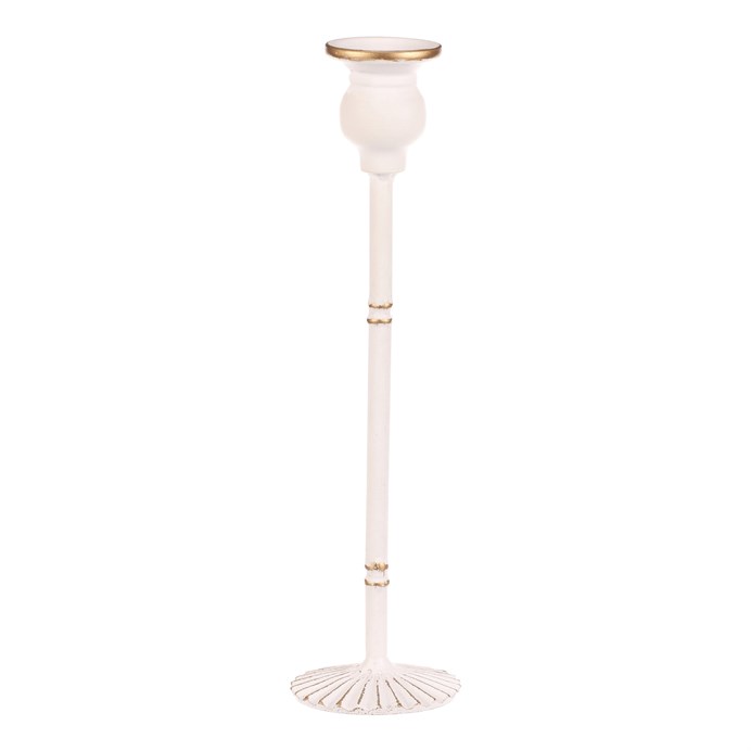 Svietnik kovový - 30 cm, na kónickú sviečku, biely