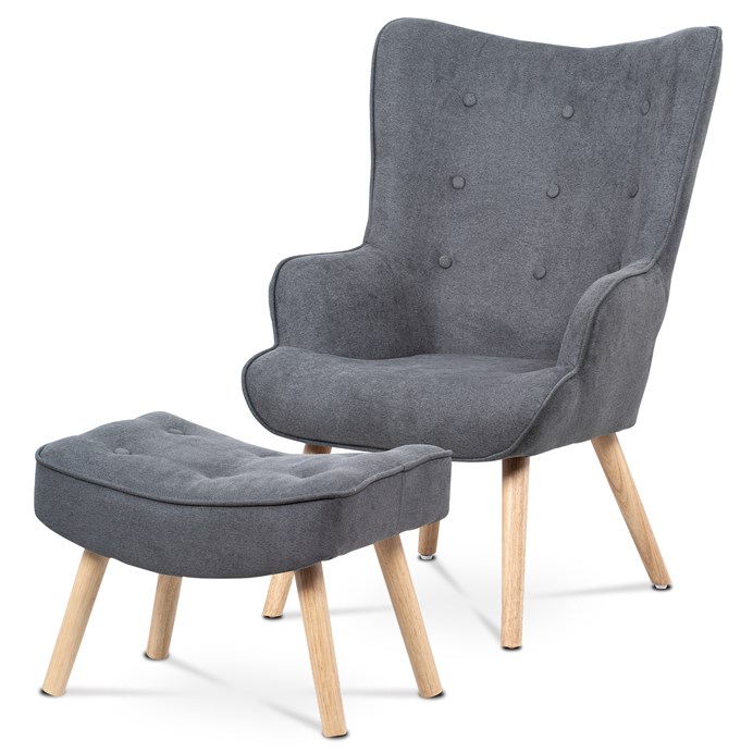 Kreslo ušiak, šedá látka, AK-302 GREY2