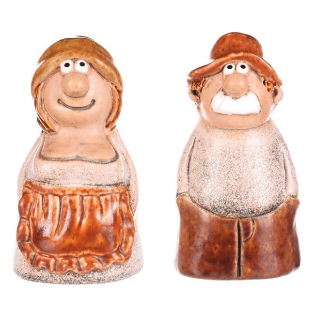 Babka a dedko - záhradné ozdoby na plot, keramika