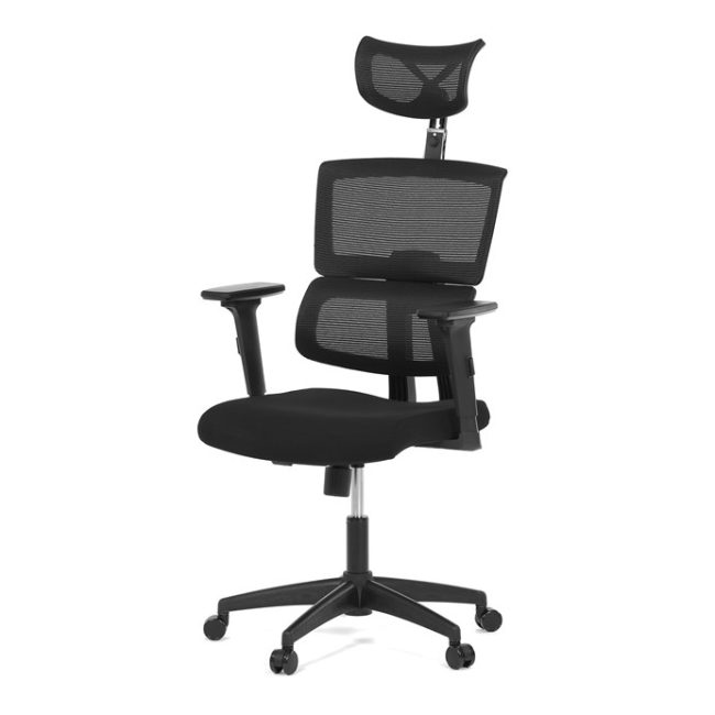 Kancelárska stolička, hojdací mechanizmus, čierna sieťovina, KA-B1025 BK