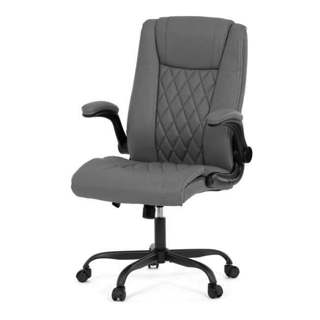 Kancelárska stolička, hojdací mechanizmus, sivá ekokoža, KA-Y344 GREY