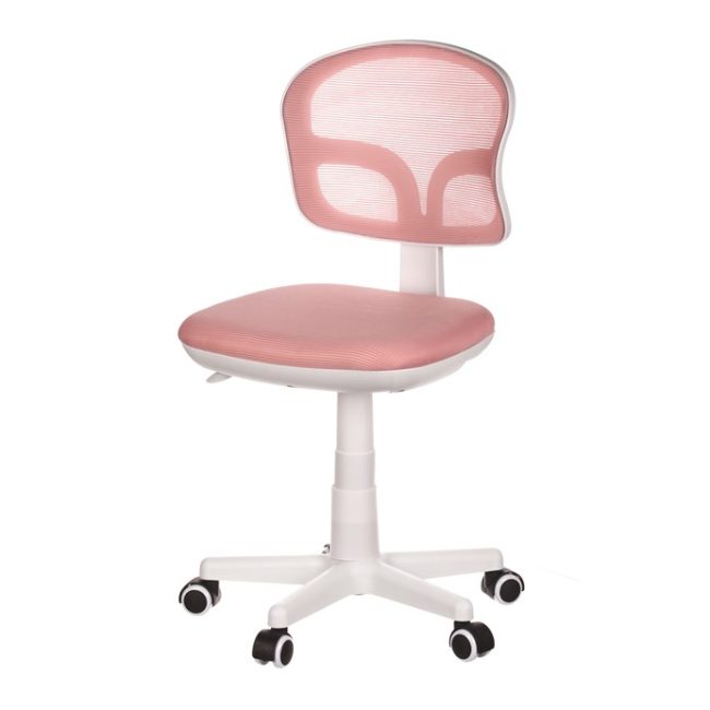 Detská stolička, výškovo nastaviteľná, ružová sieťovina, KA-C801 PINK
