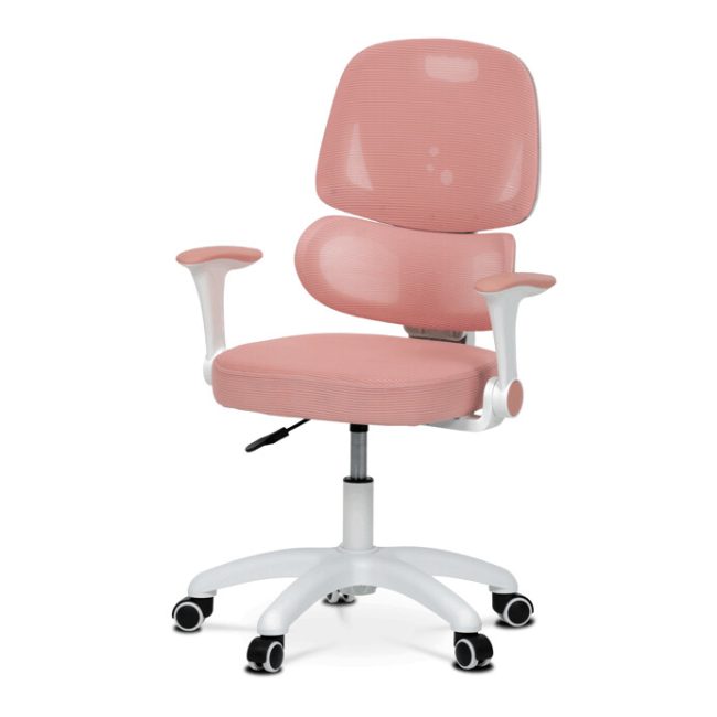 Detská stolička, výškovo nastaviteľná, ružová sieťovina, KA-K1063 PINK