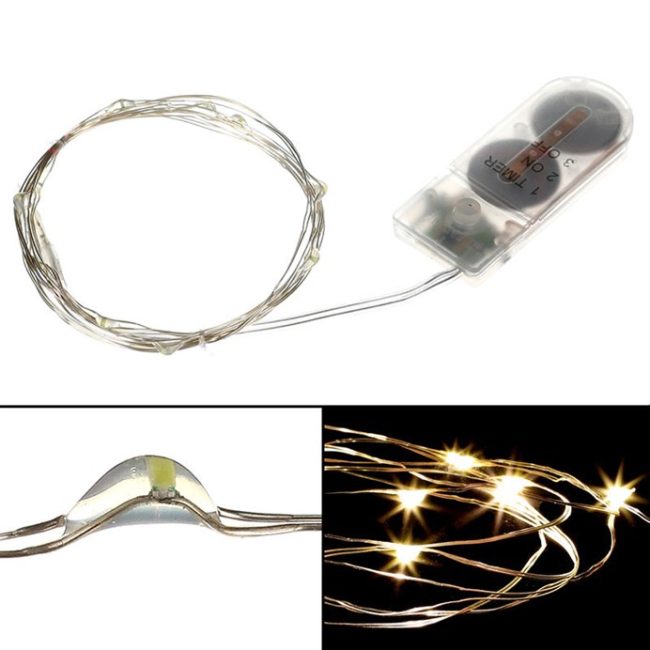 Reťaz s LED svetielkami - na batérie, farba teplá biela