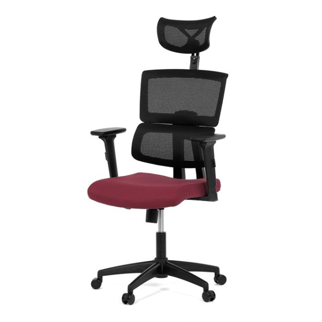 Kancelárska stolička, hojdací mechanizmus, červená sieťovina, KA-B1025 BOR