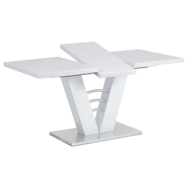 Jedálenský stôl rozkladací 120-160x80 cm, mdf, biela, HT-510 WT