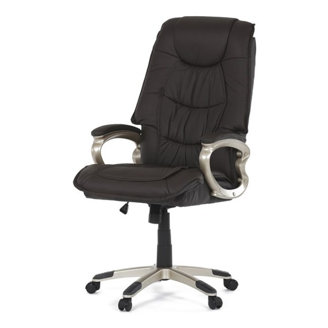 Kancelárske kreslo, hojdací mechanizmus, hnedá koža, KA-Y293 BR