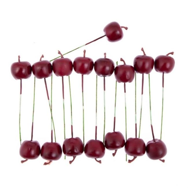 Plastové jabĺčko na drôtiku, červená farba /cena za balenie 16 ks/
