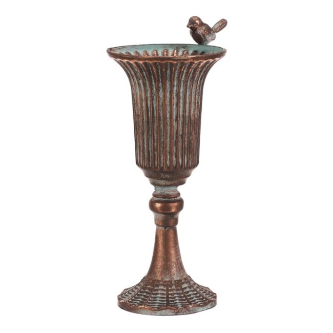 Čaše kovová - 30 cm, s vtáčikom, farba medená