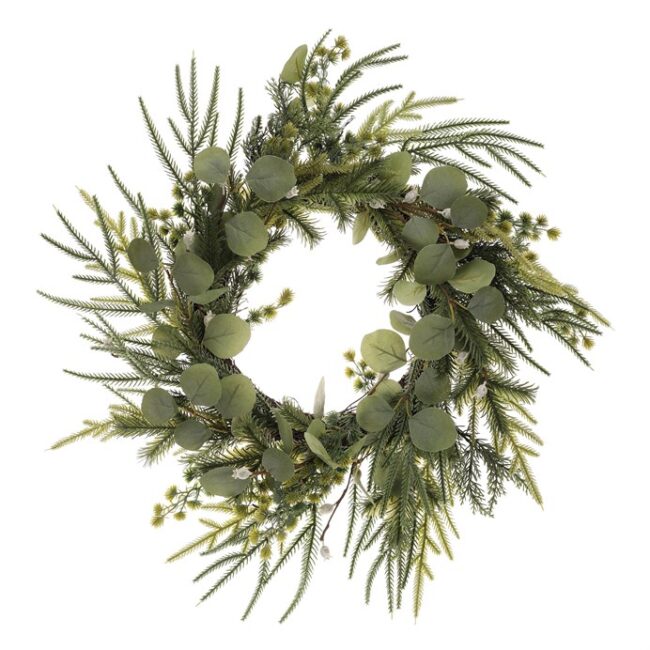 Veniec zelený - pr. 60 cm, eukalyptus a ihličie