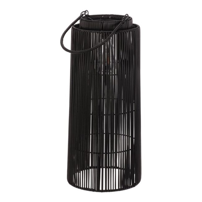 Lampáš - umelý ratan, stĺpcová, LED osvetl., veľ. M, šedo-čierna