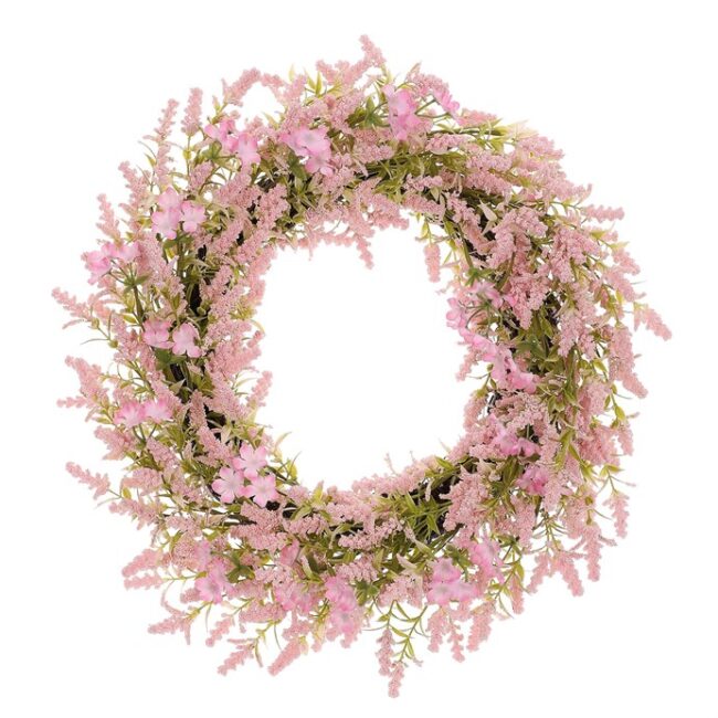 Veniec - umelé drobné kvety, pr. 50 cm, farba ružová