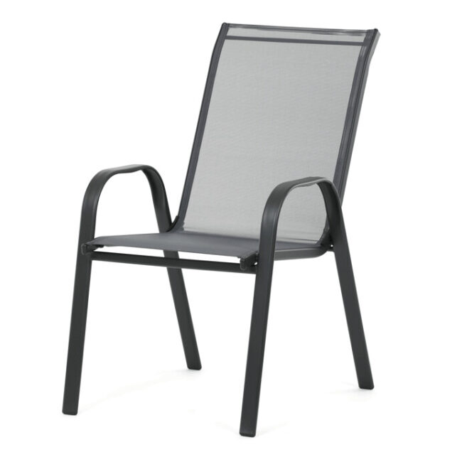 Záhradná stolička, kov, sieťovina, šedá, AZC-C1000 GREY