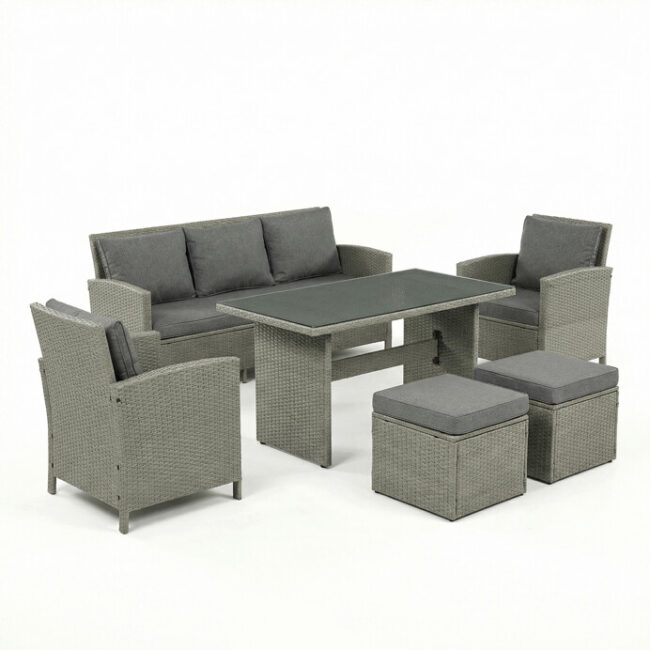 Záhradná zostava 140x70x60cm, polyratan, sivá, AZS-A1719 GREY