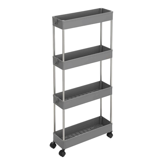 Pojízdný úložný vozík, plast, šedá, APV-E1008 GREY
